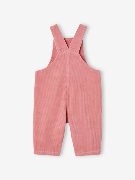 Corduroy Dungarees for Babies, Heart-Shaped Pockets dusky pink 