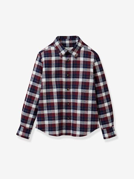 CYRILLUS cotton flannel boys' shirt bordeaux red 