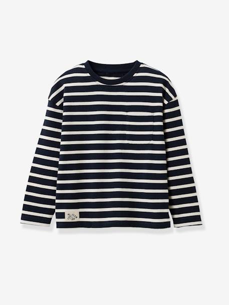 Large organic cotton CYRILLUS Breton top striped blue 