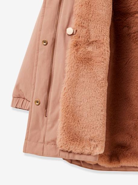 CYRILLUS faux fur lined parka for girls rose 