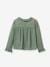 CYRILLUS gauze shirt for girls with lace trim ecru+green 