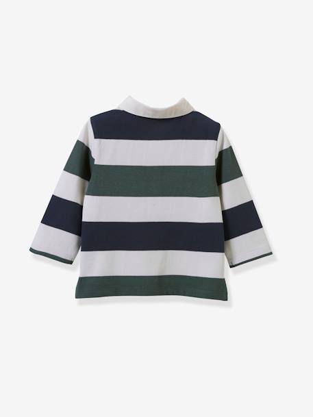 Baby rugby polo - CYRILLUS organic cotton striped green 