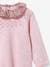 Knitted robe with Liberty® fabric collar for babies CYRILLUS blue+marl pink 