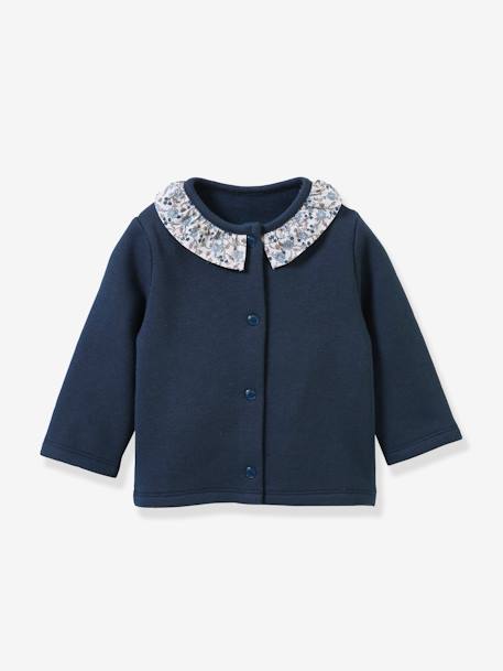 Liberty® fabric baby cardigan CYRILLUS night blue 