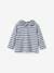 Striped tee-shirt with Liberty fabric collar for babies CYRILLUS striped blue 