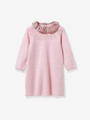 -Knitted robe with Liberty® fabric collar for babies CYRILLUS