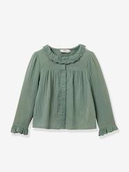 Girls-Blouses, Shirts & Tunics-CYRILLUS gauze shirt for girls with lace trim