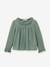 CYRILLUS gauze shirt for girls with lace trim ecru+green 