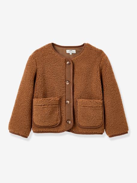 CYRILLUS sherpa jacket for girls brown 