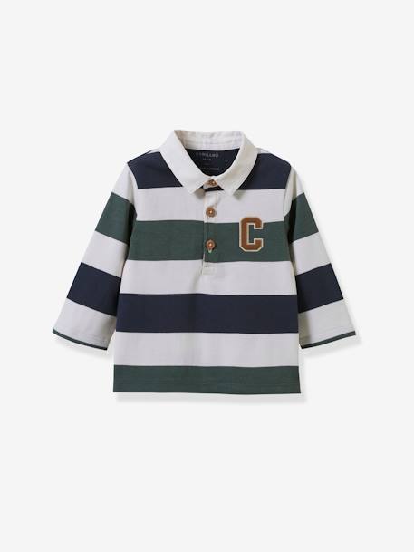 Baby rugby polo - CYRILLUS organic cotton striped green 