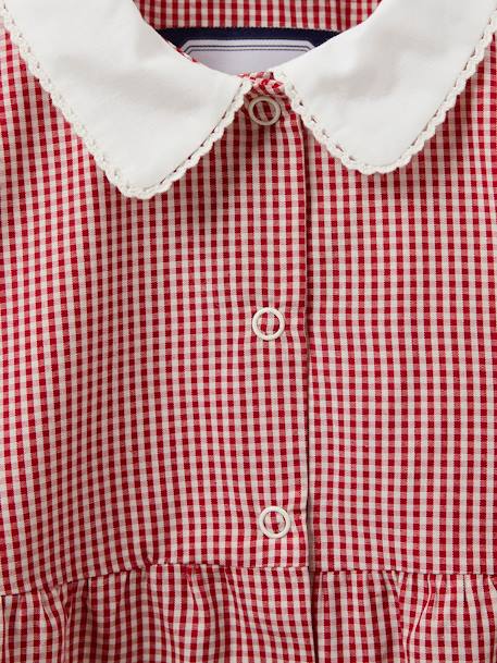 CYRILLUS gingham apron for girls chequered green+chequered red 