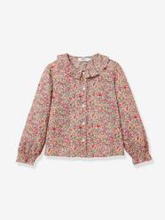 Girls-Blouses, Shirts & Tunics-Liberty® CYRILLUS pleated collar shirt for girls