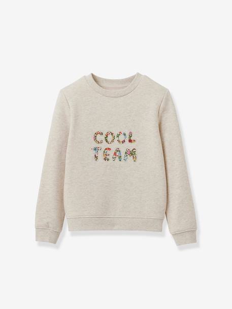 Cool Team girls' sweatshirt in Liberty fabric - organic cotton CYRILLUS marl white 