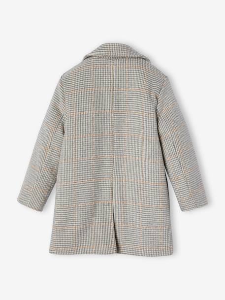 Chequered Coat in Woollen Cloth for Girls chequered grey 