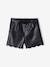 Faux Leather Shorts with Scalloped Trim black 