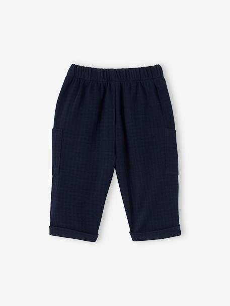 Flannel Chino Trousers for Babies navy blue 