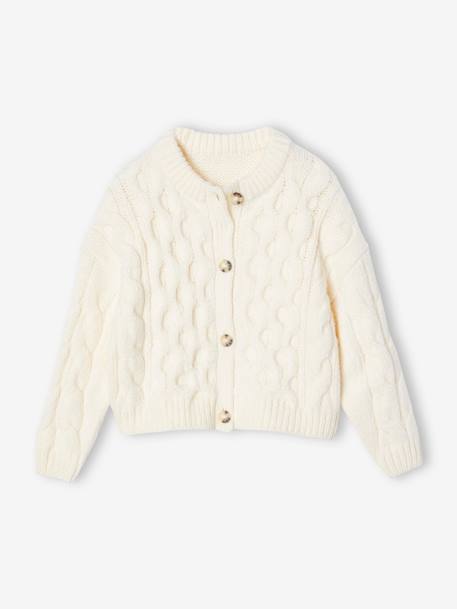 Cable Knit Cardigan for Girls ecru 