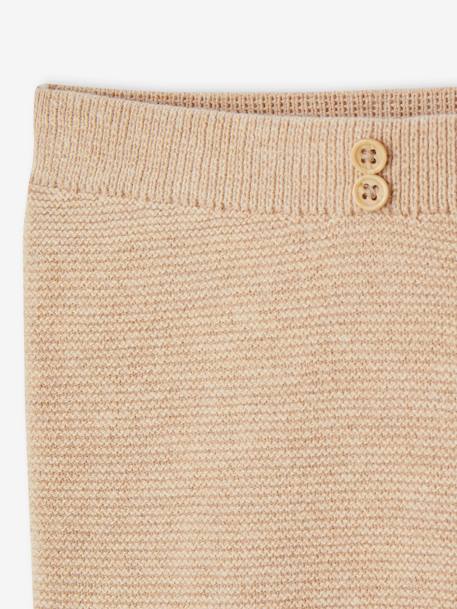 Footed Trousers in Cotton/Wool Knit marl beige+white 