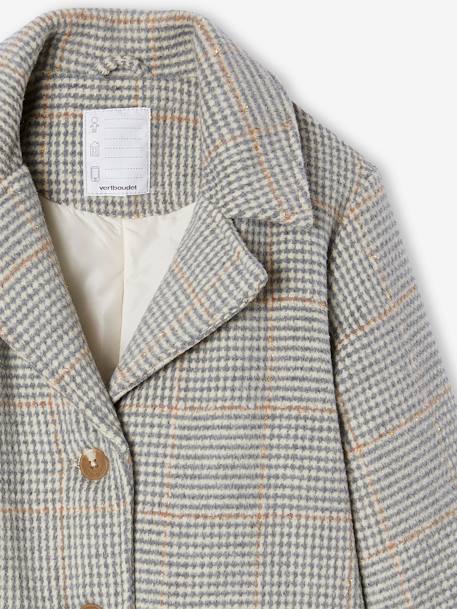 Chequered Coat in Woollen Cloth for Girls chequered grey 