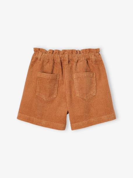 Paperbag-Style Corduroy Shorts for Girls cinnamon+old rose+peacock blue 