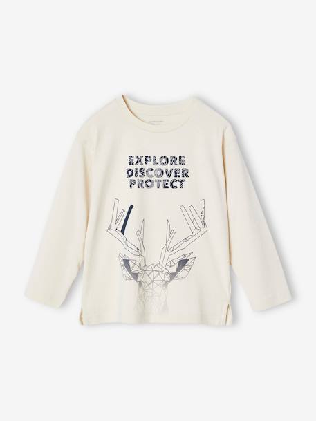 Long Sleeve Deer T-Shirt for Boys ecru 