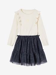 -Ruffled Top & Tulle Skirt Ensemble for Girls