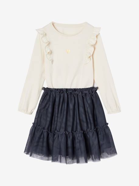 Ruffled Top & Tulle Skirt Ensemble for Girls anthracite 