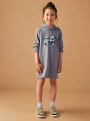 Fleece Dress with Hood & Fancy Details for Girls