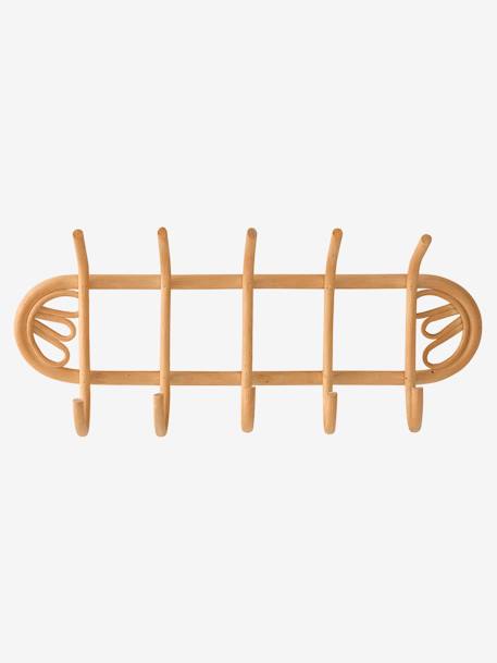 Rattan Coat Rack with 5 Hooks wood 