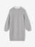 Fine Knit Dress, Broderie Anglaise Collar, for Girls ecru+marl grey 