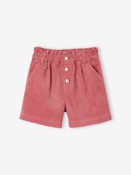 -Paperbag-Style Corduroy Shorts for Girls