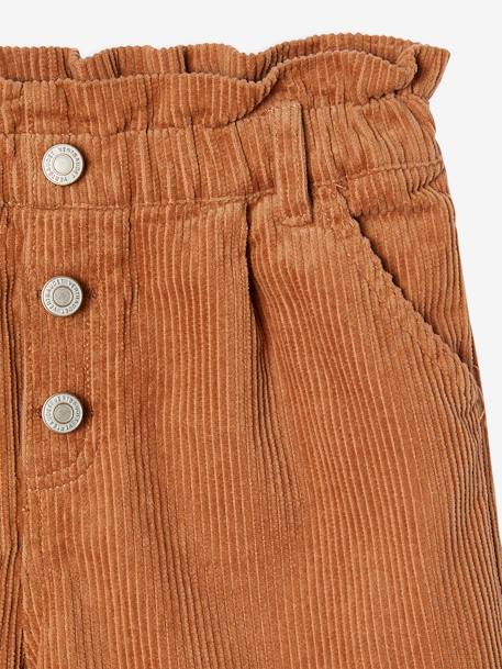 Paperbag-Style Corduroy Shorts for Girls cinnamon+old rose+peacock blue 