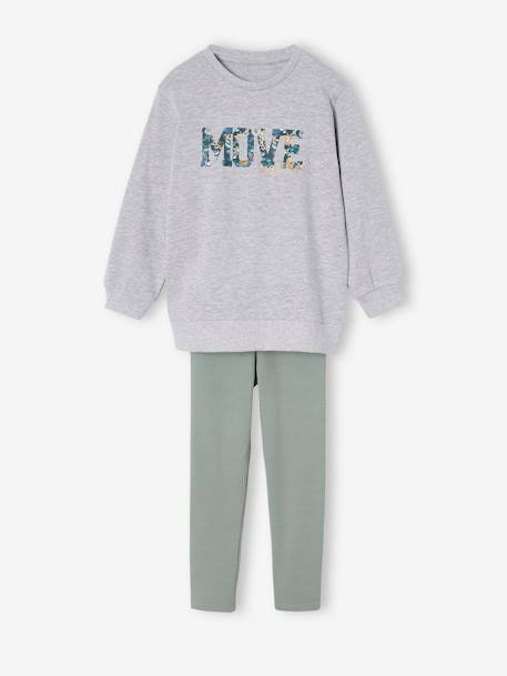 Long Sweatshirt & Leggings Combo for Girls anthracite+marl grey 