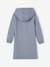 Fleece Dress with Hood & Fancy Details for Girls anthracite+green+grey blue+old rose+terracotta 