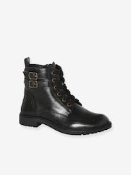 Shoes-Girls Footwear-Ankle Boots-Newsboy Leather Boots for Girls