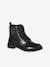 Newsboy Leather Boots for Girls black+brown 