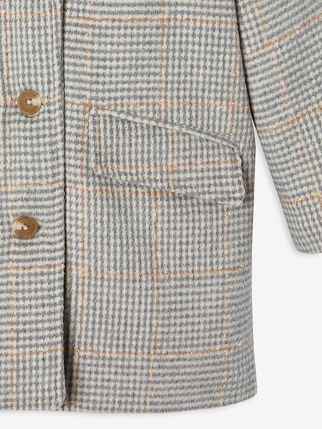 Chequered Coat in Woollen Cloth for Girls chequered grey 