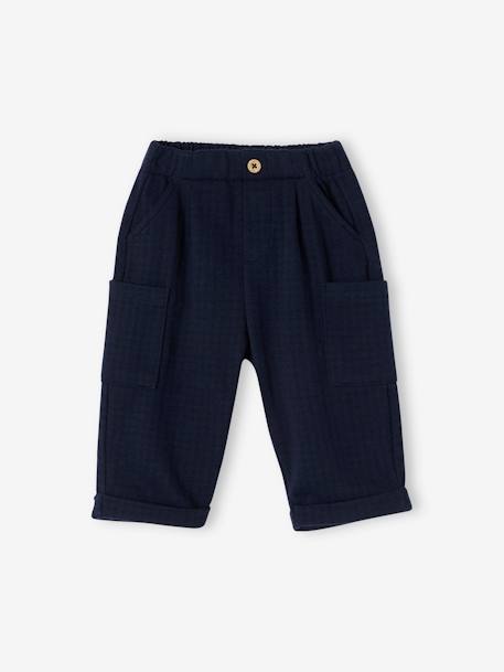 Flannel Chino Trousers for Babies navy blue 