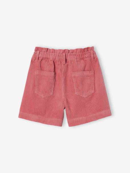 Paperbag-Style Corduroy Shorts for Girls cinnamon+old rose+peacock blue 