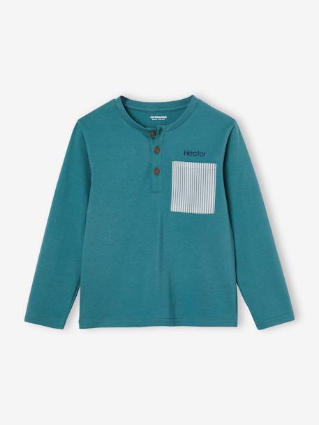 Pyjamas with Striped Bottoms, for Boys sage green 