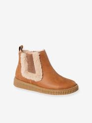 -Zipped Chelsea Boots with Fur Lining, for Girls