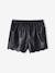 Faux Leather Shorts with Scalloped Trim black 