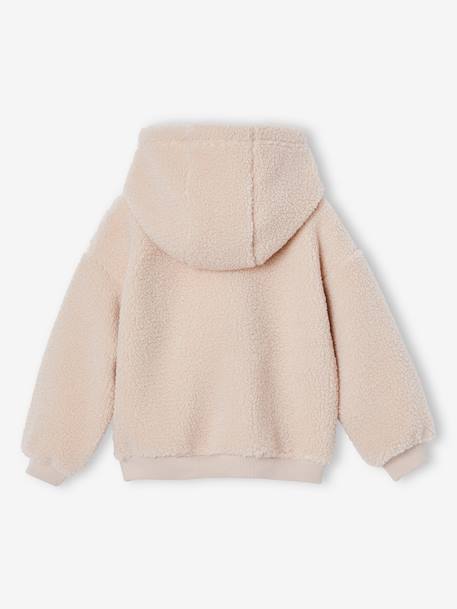 Hooded Sherpa Sweatshirt for Girls ecru+mauve 