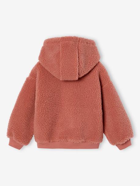 Hooded Sherpa Sweatshirt for Girls ecru+mauve 