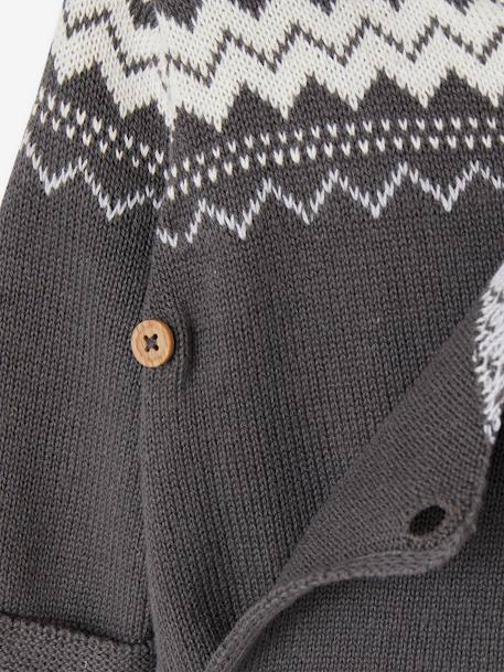 Hooded Jacquard Knit Cardigan for Babies slate blue 