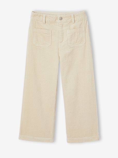 Wide-Leg Corduroy Trousers for Girls beige 