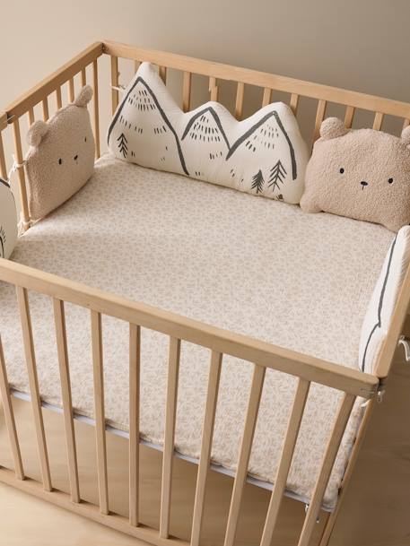 Cot/Playpen Bumper with Panels, Hygge printed beige 