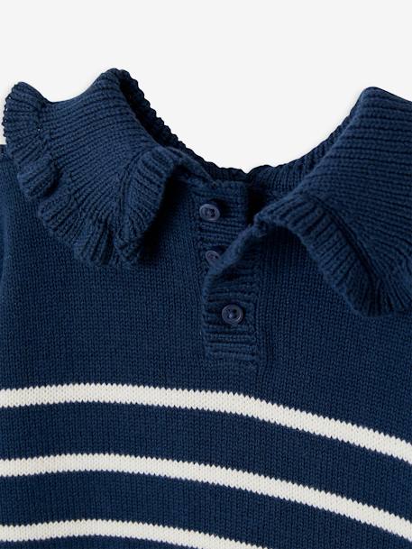 Striped Jumper with Ruffled Collar for Babies denim blue 