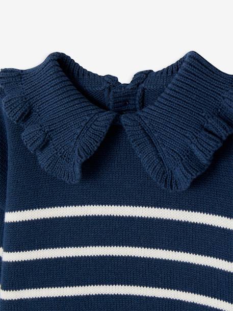 Striped Jumper with Ruffled Collar for Babies denim blue 