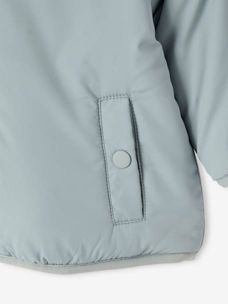 Reversible Jacket with Hood, 1 Side Colourblock, 1 Side Plain, for Babies aqua green 